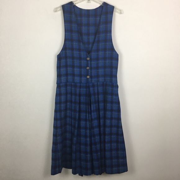 Vintage handmade wool tartan plaid culotte romper - Picture 2 of 9